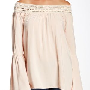 Blu Pepper Peach Off Shoulder Crochet Top